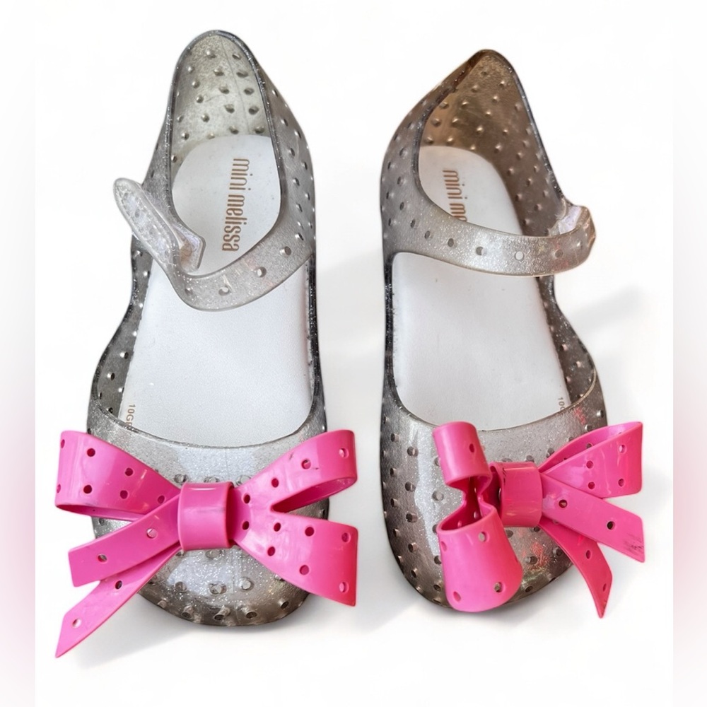 Mini Melissa Kids Girl Furadinha XI Sandals Shoes in Clear Glitter